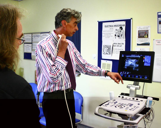 Dr Oliver Stumper demonstrates the Peripheral Vascular Ultrasound Probe Dr Oliver Stumper demonstrates the Peripheral Vascular Ultrasound Probe